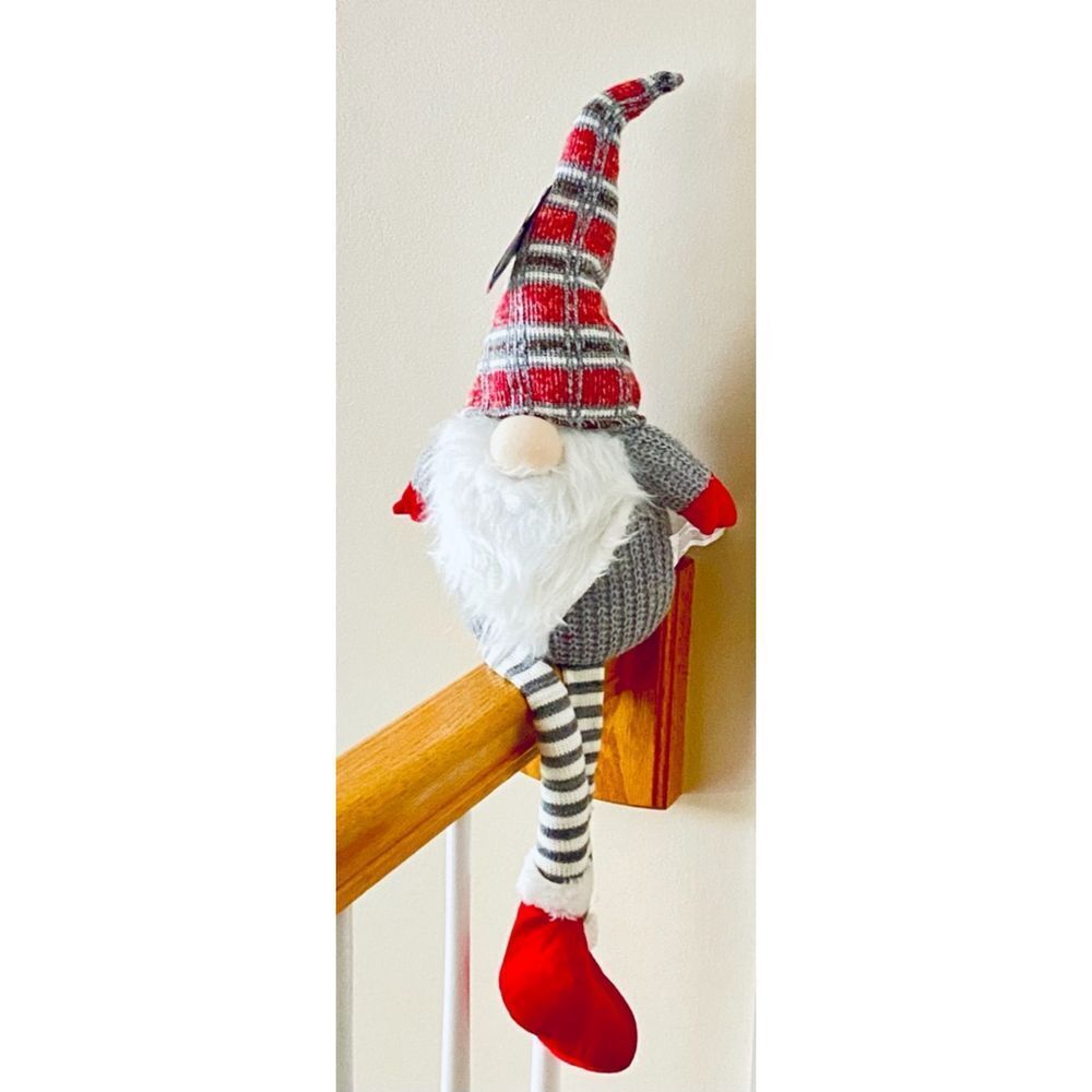 Gnome Christmas Decor Gray Red Weighted NWT
